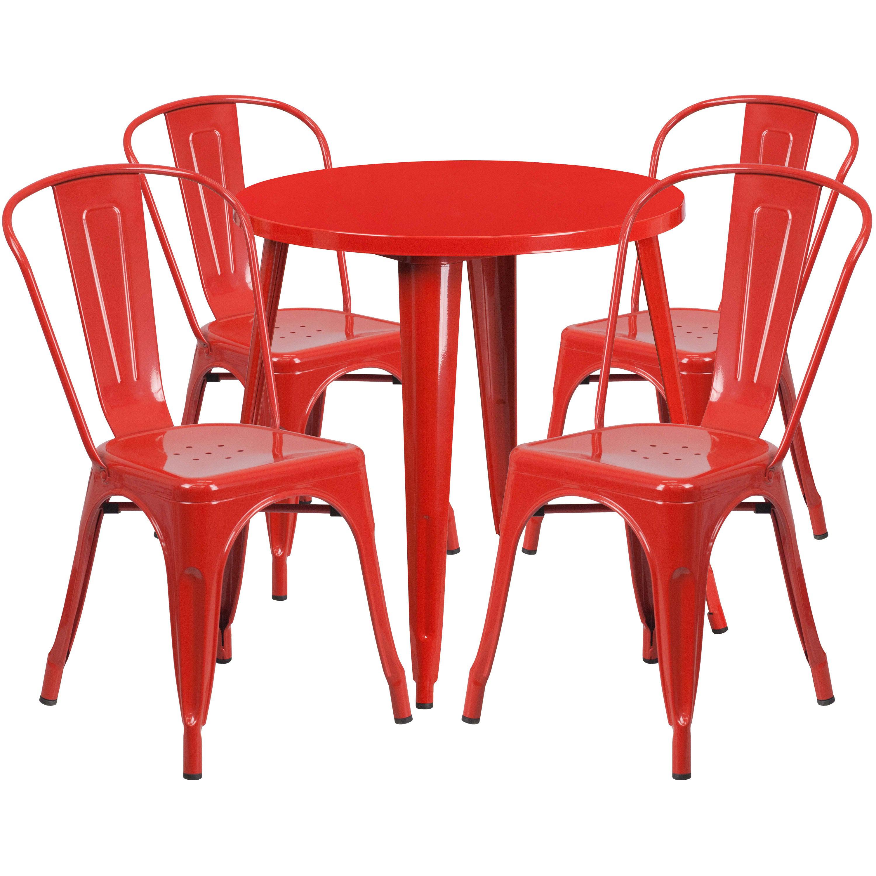 30RD Metal Table Set 4 Chairs CH 51090TH 4 18CAFE BizChair