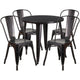 Black-Antique Gold |#| 30inch Round Black-Antique Gold Metal Indoor-Outdoor Table Set with 4 Cafe Chairs