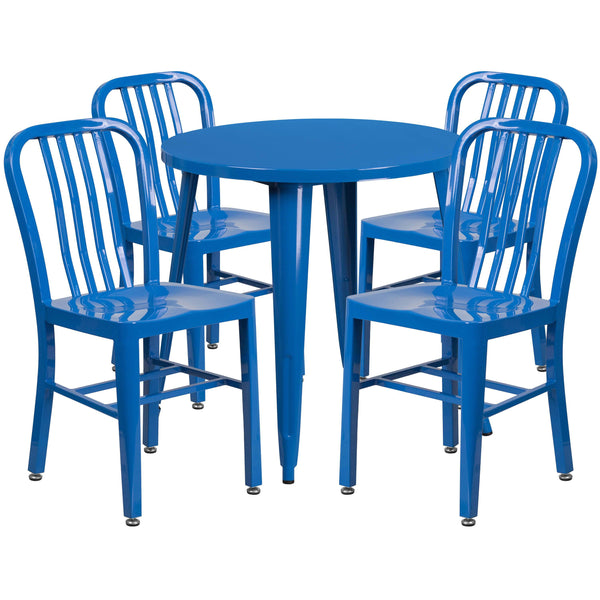 30RD Metal Table Set-4 Chairs CH-51090TH-4-18VRT- – BizChair
