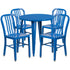 Commercial Grade 30" Round Metal Indoor-Outdoor Table Set with 4 Vertical Slat Back Chairs