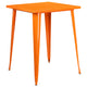 Orange |#| 31.5inch Square Orange Metal Indoor-Outdoor Bar Height Table - Café Table
