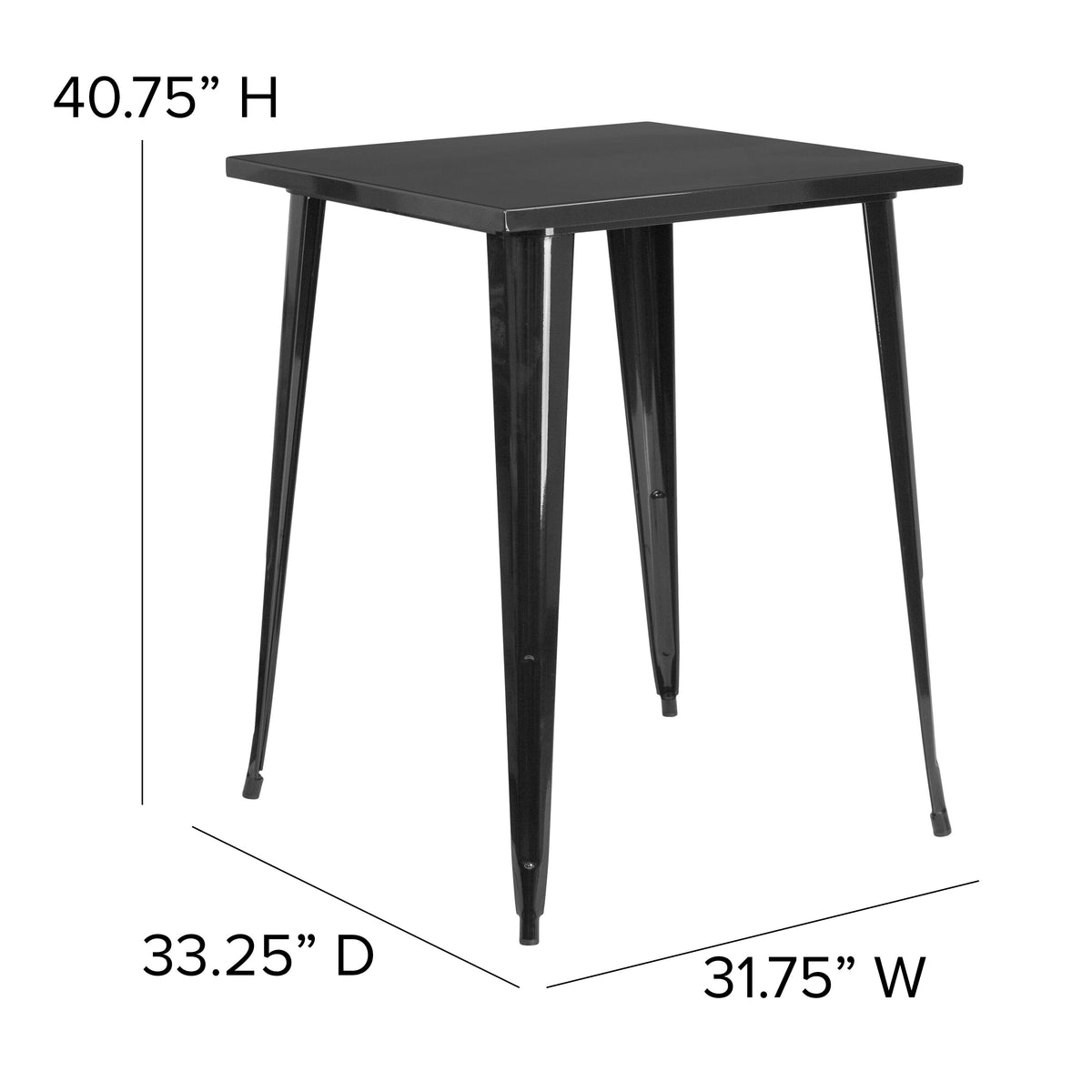 Black |#| 31.5inch Square Black Metal Indoor-Outdoor Bar Height Table - Café Table