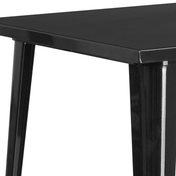 Black |#| 31.5inch Square Black Metal Indoor-Outdoor Bar Height Table - Café Table