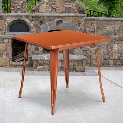 Commercial Grade 31.5" Square Metal Indoor-Outdoor Table - View 2