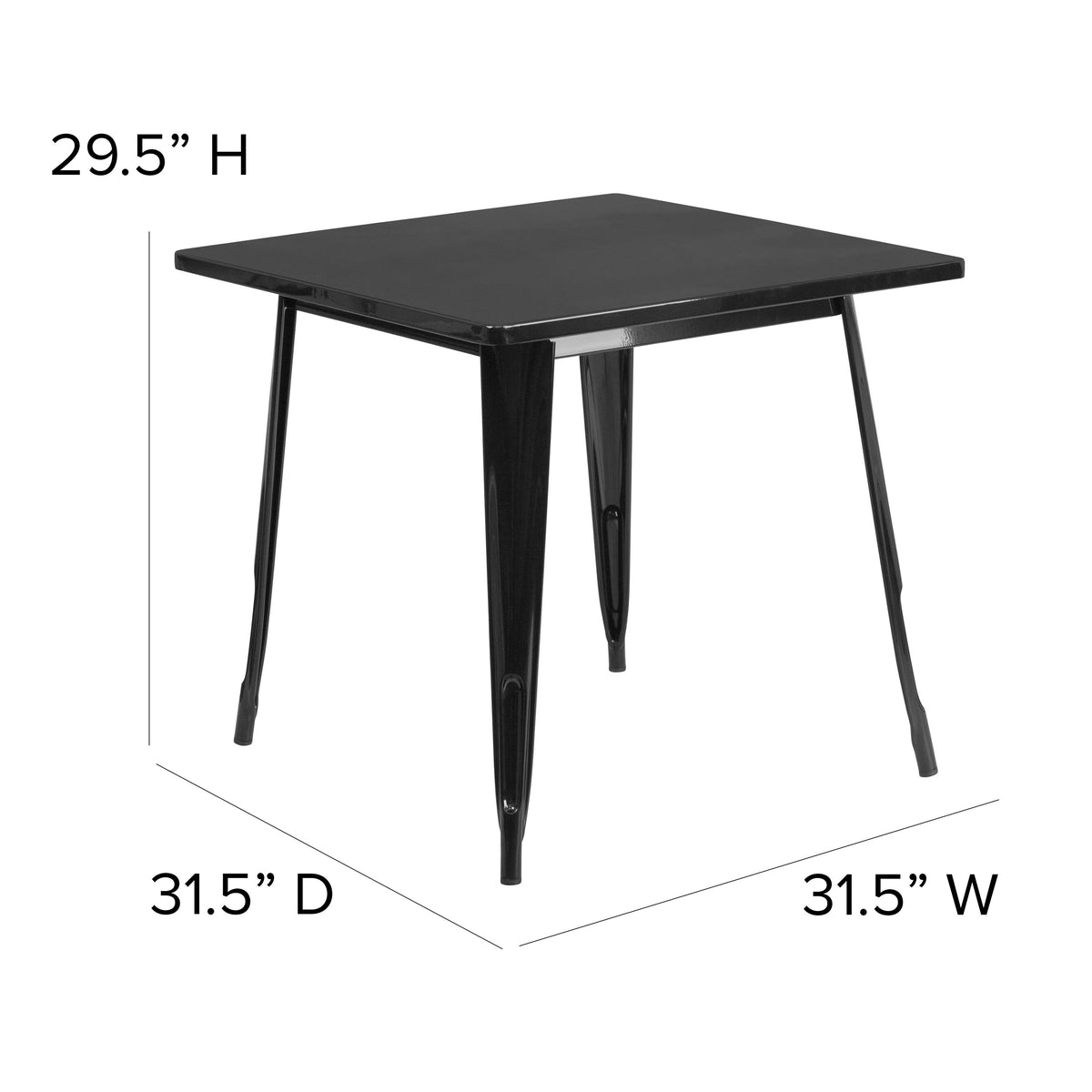 Black |#| 31.5inch Square Black Metal Indoor-Outdoor Table - Hospitality Furniture