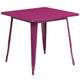 Purple |#| 31.5inch Square Purple Metal Indoor-Outdoor Table - Hospitality Furniture