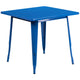 Blue |#| 31.5inch Square Blue Metal Indoor-Outdoor Table - Hospitality Furniture