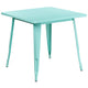 Mint Green |#| 31.5inch Square Mint Green Metal Indoor-Outdoor Table - Hospitality Furniture