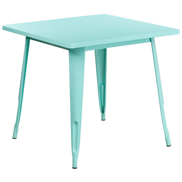 Mint Green |#| 31.5inch Square Mint Green Metal Indoor-Outdoor Table - Hospitality Furniture