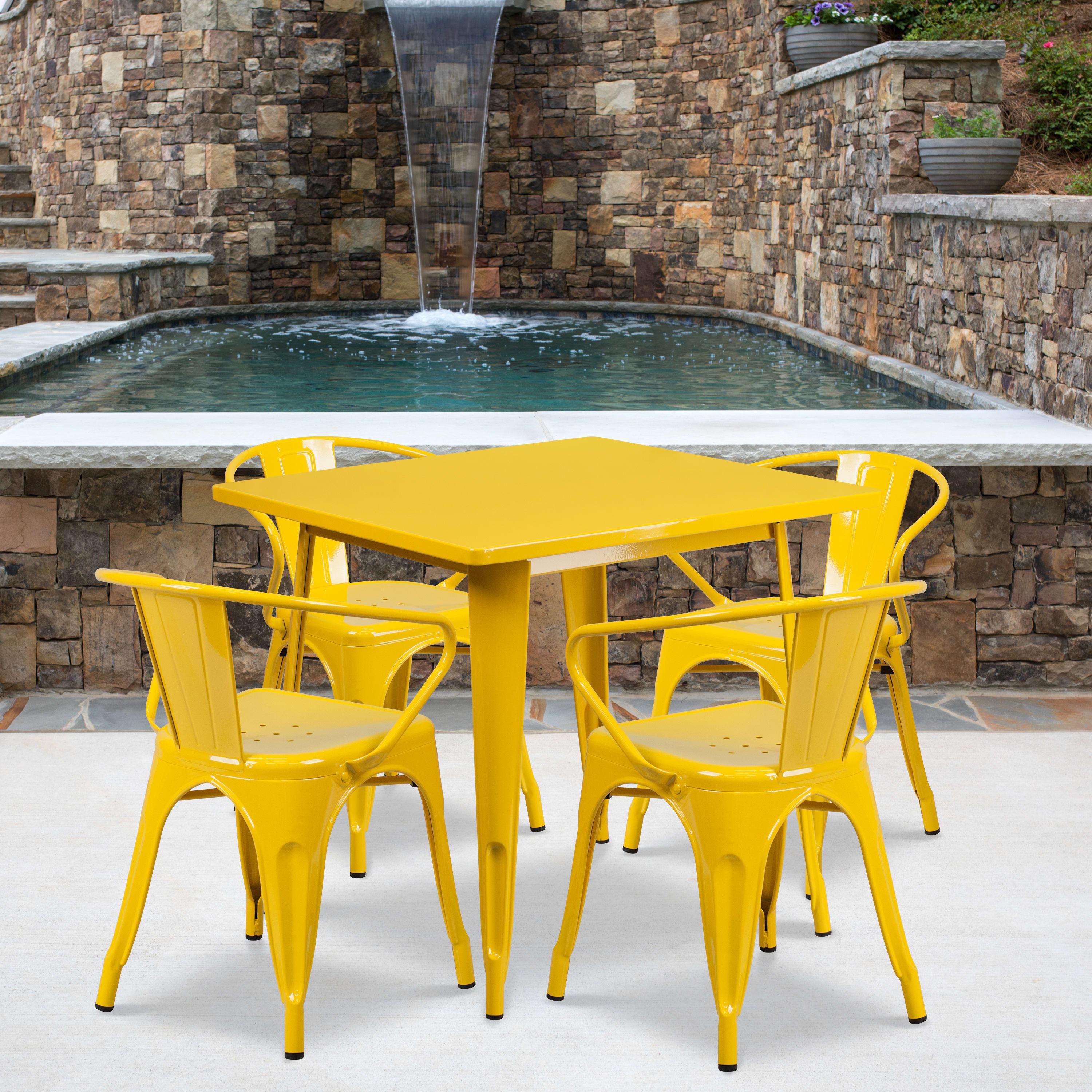 31.5SQ Metal Table Set 4Chairs ET CT002 4 70 BizChair