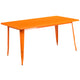 Orange |#| 31.5inch x 63inch Rectangular Orange Metal Indoor-Outdoor Table - Industrial Table