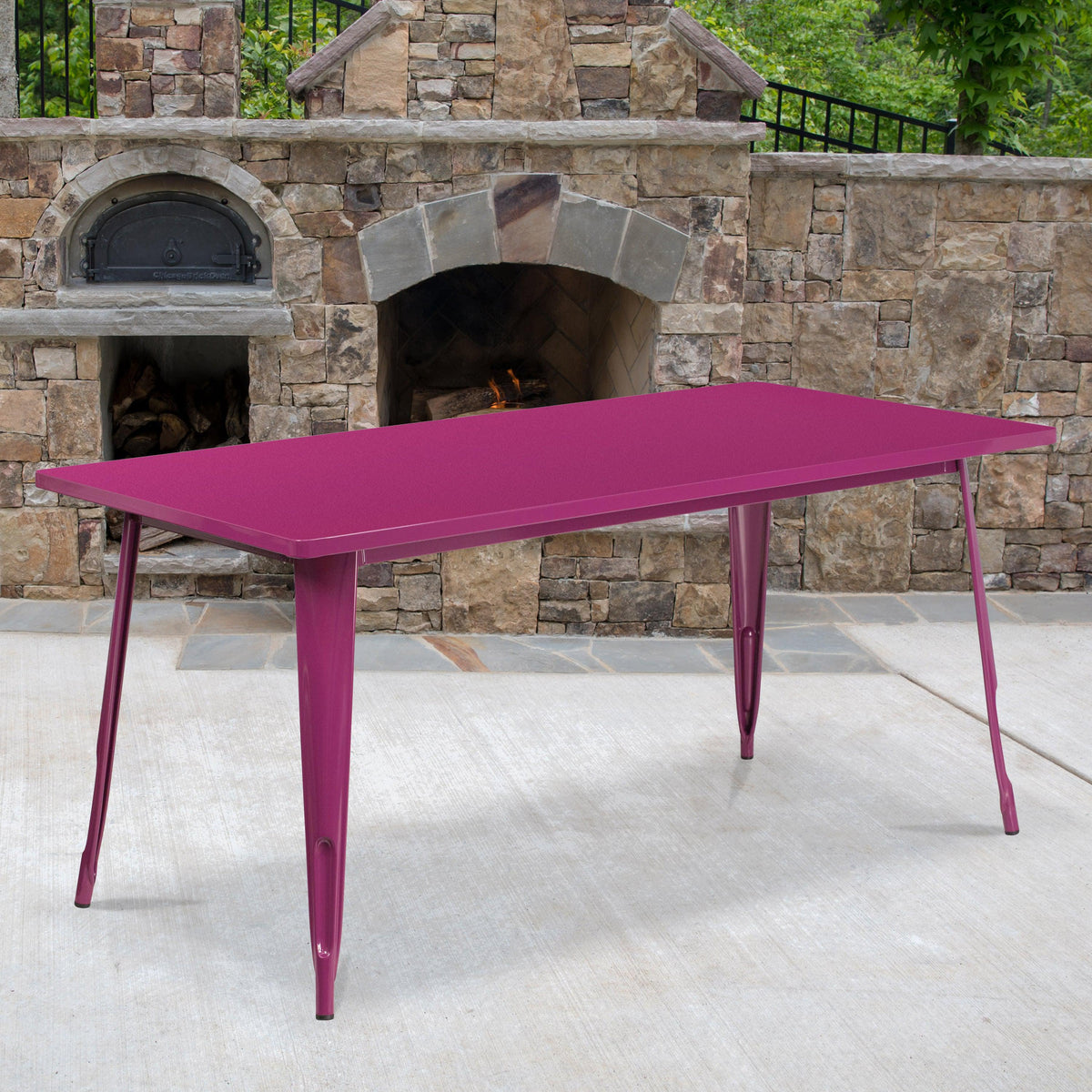 Purple |#| 31.5inch x 63inch Rectangular Purple Metal Indoor-Outdoor Table - Industrial Table