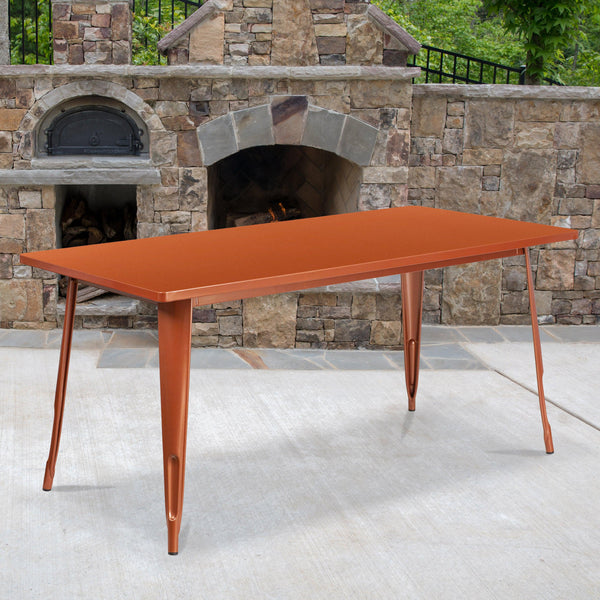 Copper |#| 31.5inch x 63inch Rectangular Copper Metal Indoor-Outdoor Table - Industrial Table