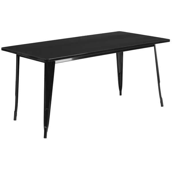 Black |#| 31.5inch x 63inch Rectangular Black Metal Indoor-Outdoor Table - Industrial Table