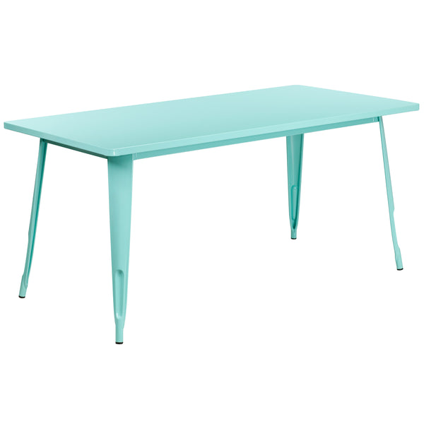 Mint Green |#| 31.5inch x 63inch Rectangular Mint Green Metal Indoor-Outdoor Table - Industrial Table