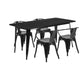 Black |#| 31.5inch x 63inch Rectangular Black Metal Indoor-Outdoor Table Set with 4 Arm Chairs