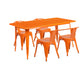Orange |#| 31.5inch x 63inch Rectangular Orange Metal Indoor-Outdoor Table Set with 4 Arm Chairs