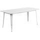 White |#| 31.5inch x 63inch Rectangular White Metal Indoor-Outdoor Table Set w/ 4 Stack Chairs
