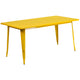 Yellow |#| 31.5inch x 63inch Rectangular Yellow Metal Indoor-Outdoor Table Set w/ 4 Stack Chairs
