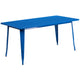 Blue |#| 31.5inch x 63inch Rectangular Blue Metal Indoor-Outdoor Table Set with 6 Arm Chairs