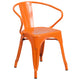 Orange |#| 31.5inch x 63inch Rectangular Orange Metal Indoor-Outdoor Table Set with 6 Arm Chairs