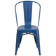 Antique Blue |#| Distressed Antique Blue Metal Indoor-Outdoor Stackable Chair - Kitchen Furniture