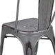 Silver Gray |#| Distressed Silver Gray Metal Indoor-Outdoor Stackable Cafe Bistro Dining Chair