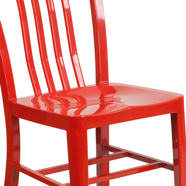 Red |#| Red Metal Indoor-Outdoor Chair - Kitchen Chair - Restaurant Seating