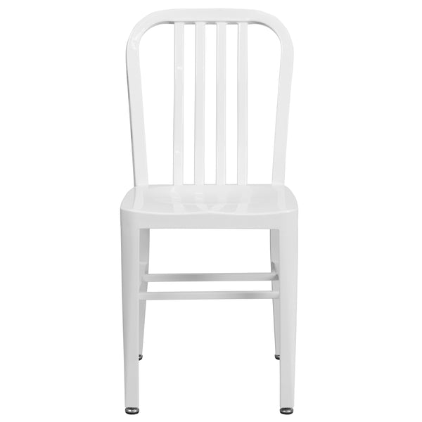 White |#| White Metal Indoor-Outdoor Chair - Kitchen Chair - Restaurant Seating