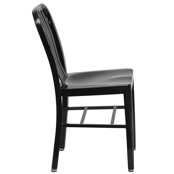 Black |#| Black Metal Indoor-Outdoor Chair - Kitchen Chair - Restaurant Seating