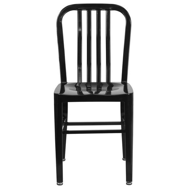 Black |#| Black Metal Indoor-Outdoor Chair - Kitchen Chair - Restaurant Seating