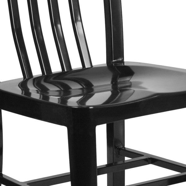 Black |#| Black Metal Indoor-Outdoor Chair - Kitchen Chair - Restaurant Seating