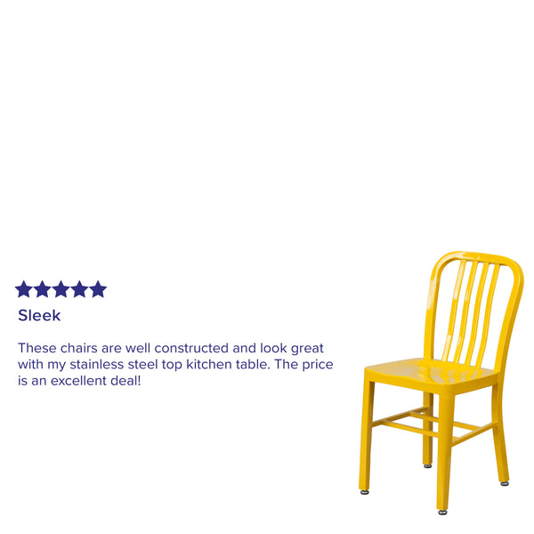 Yellow |#| Yellow Metal Indoor-Outdoor Chair -Kitchen Chair - Restaurant Seating