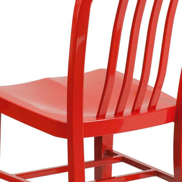 Red |#| Red Metal Indoor-Outdoor Chair - Kitchen Chair - Restaurant Seating