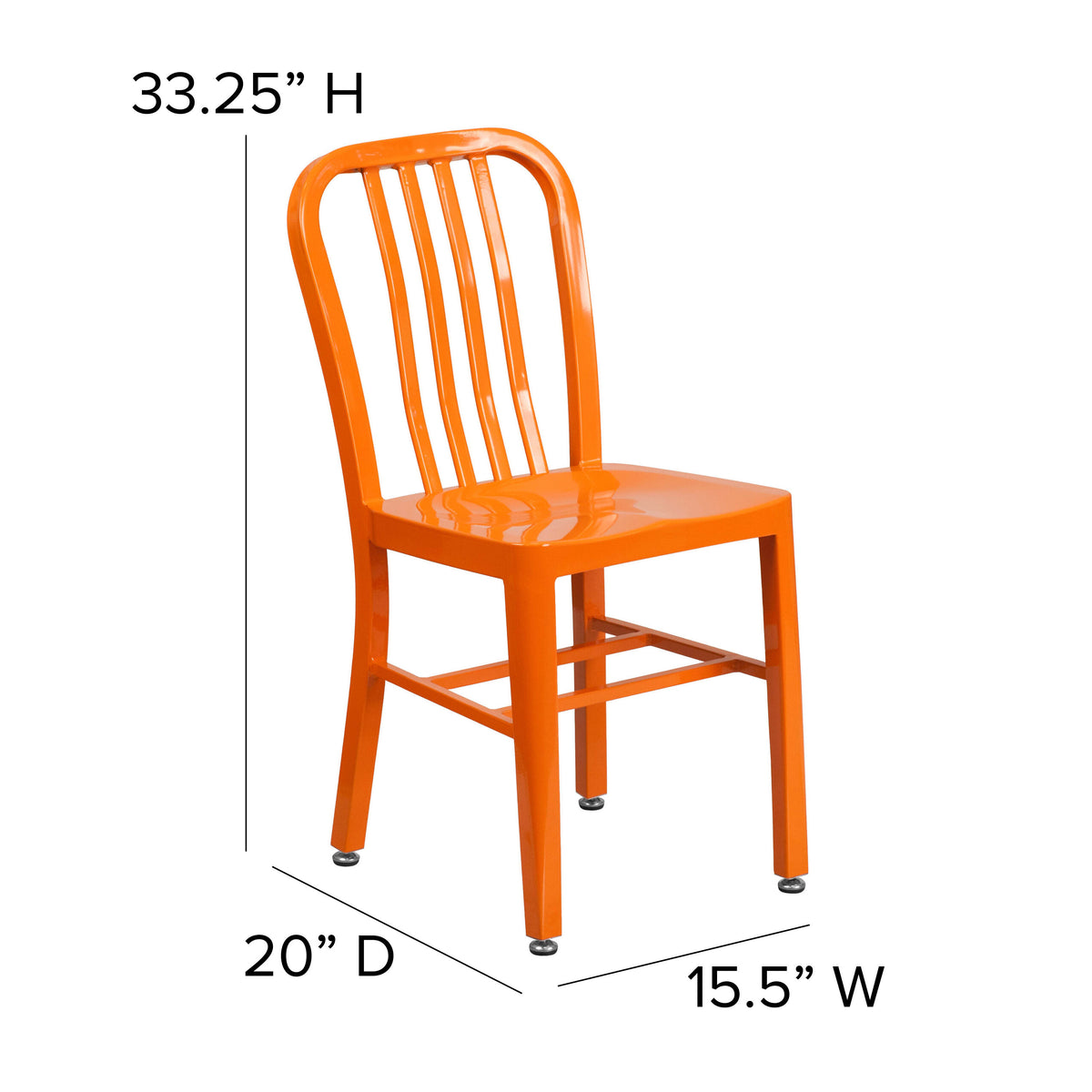 Orange |#| Orange Metal Indoor-Outdoor Chair - Kitchen Chair - Restaurant Seating