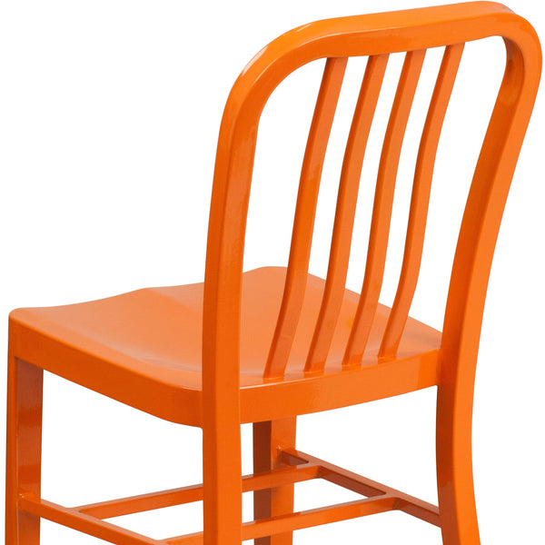 Orange |#| Orange Metal Indoor-Outdoor Chair - Kitchen Chair - Restaurant Seating