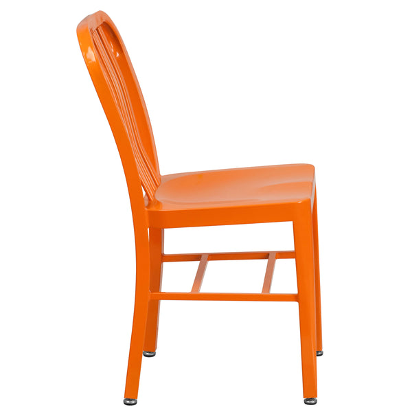 Orange |#| Orange Metal Indoor-Outdoor Chair - Kitchen Chair - Restaurant Seating