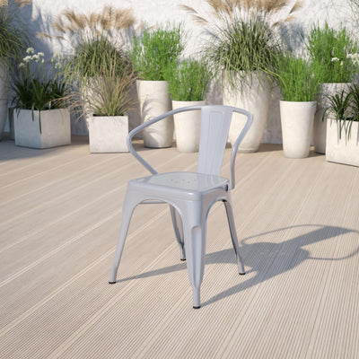 Commercial Grade Metal Indoor-Outdoor Chair with Arms