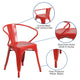 Red |#| Red Metal Indoor-Outdoor Chair with Arms - Restaurant Furniture