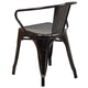 Black-Antique Gold |#| Black-Antique Gold Stackable Metal Indoor-Outdoor Chair with Arms - Bistro Chair
