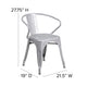 Silver |#| Silver Metal Indoor-Outdoor Chair with Arms - Restaurant Furniture