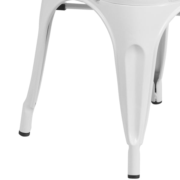 White |#| White Metal Indoor-Outdoor Stackable Chair - Restaurant Chair - Bistro Chair