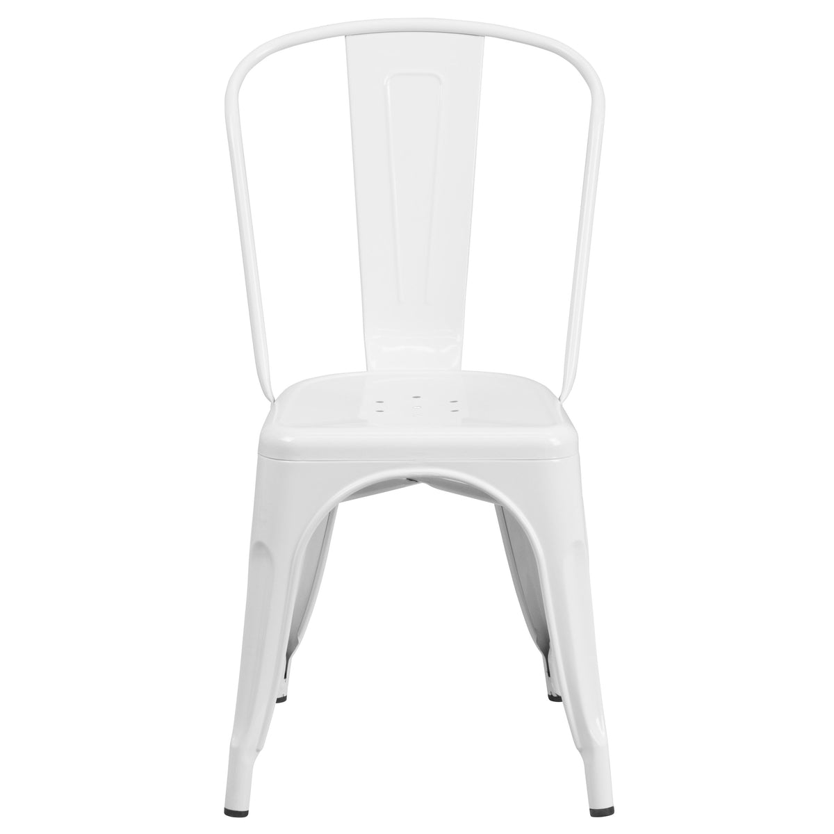 White |#| White Metal Indoor-Outdoor Stackable Chair - Restaurant Chair - Bistro Chair