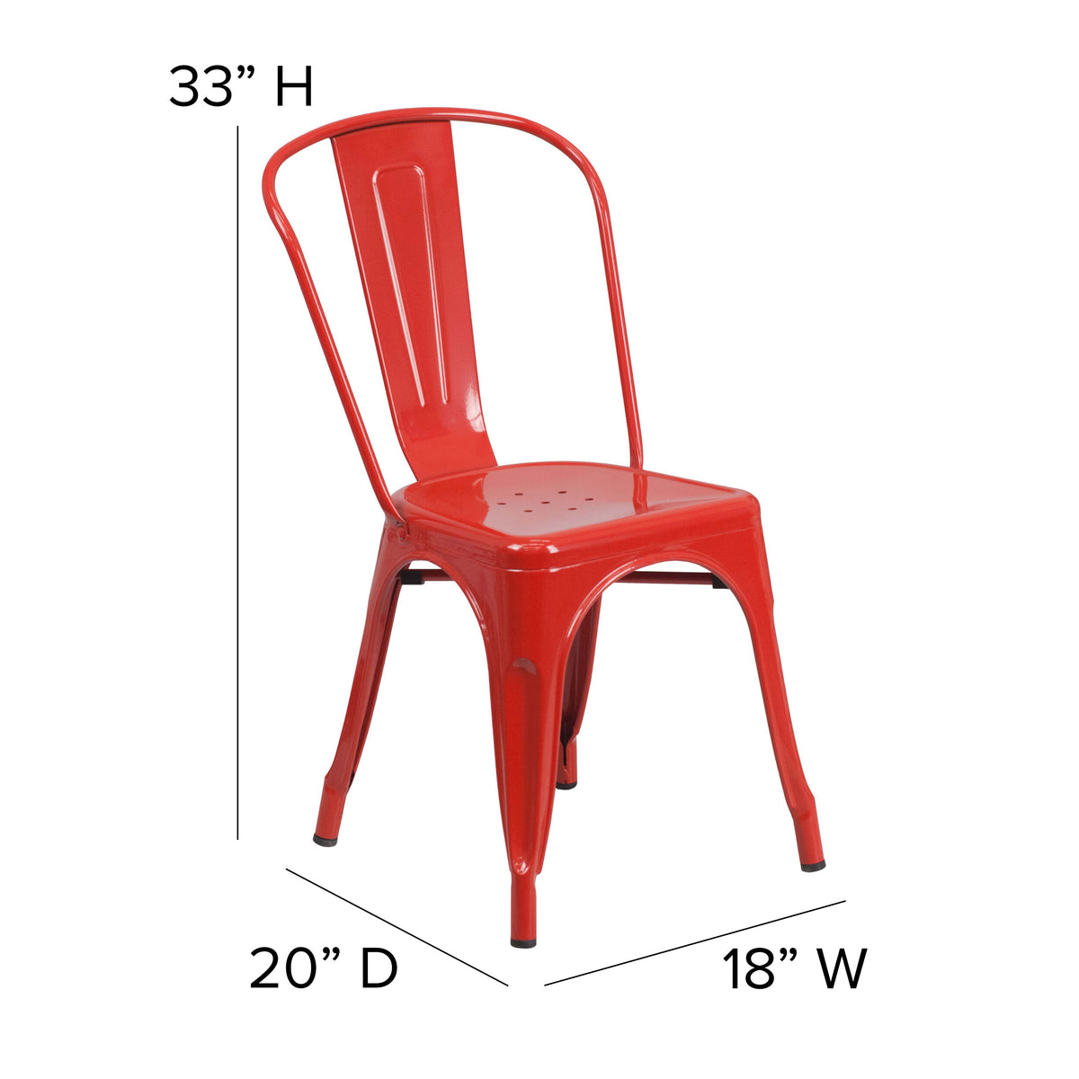 Red |#| Red Metal Indoor-Outdoor Stackable Chair - Restaurant Chair - Bistro Chair