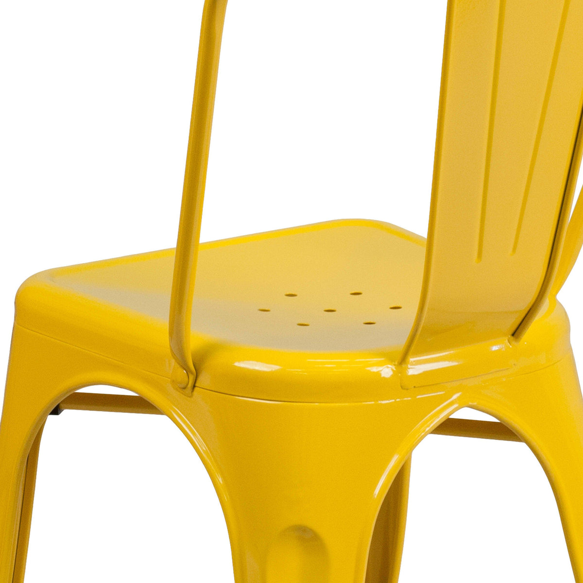 Yellow |#| Yellow Metal Indoor-Outdoor Stackable Chair - Restaurant Chair - Bistro Chair