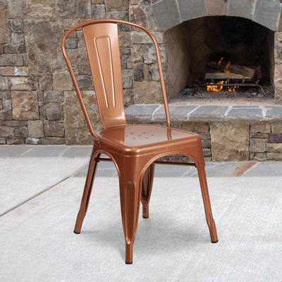 Commercial Grade Metal Indoor-Outdoor Stackable Chair - View 2