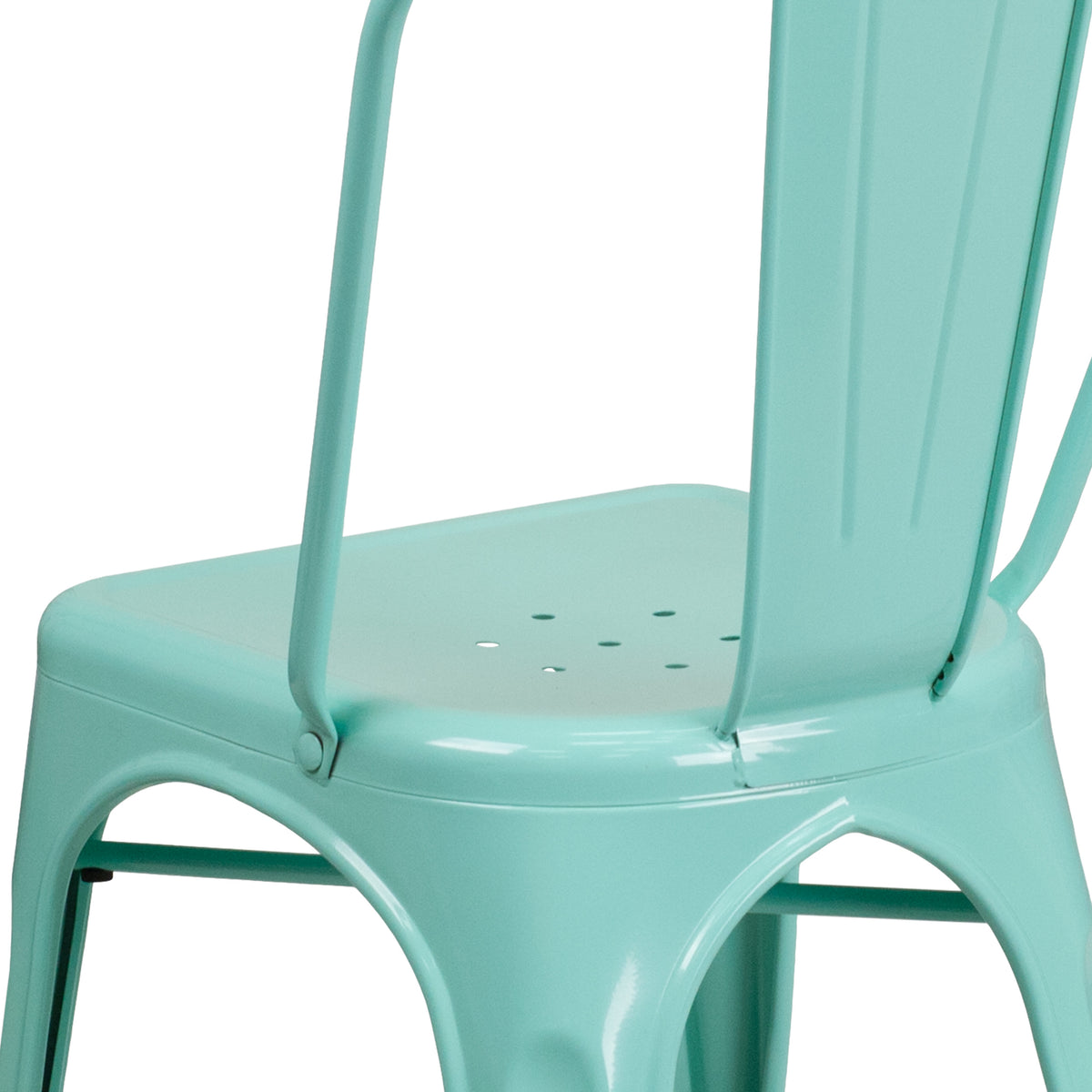 Mint Green |#| Mint Green Metal Indoor-Outdoor Stackable Chair - Kitchen Furniture - Cafe Chair