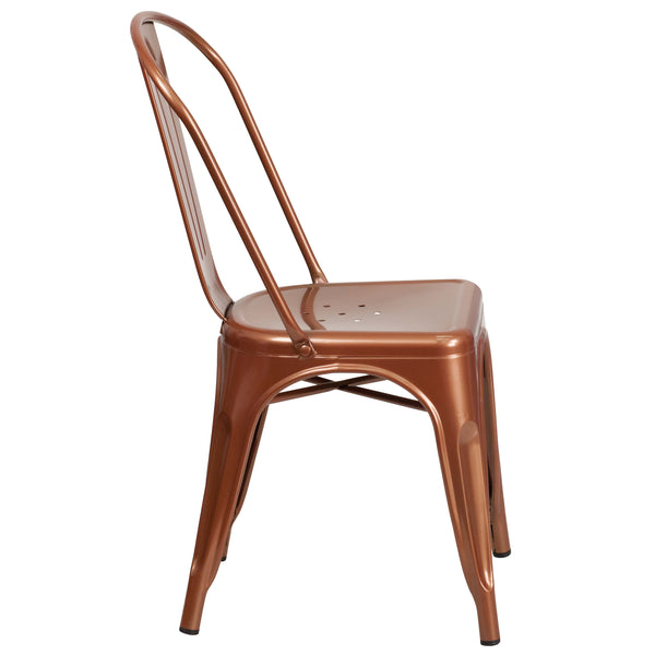 Copper |#| Copper Metal Indoor-Outdoor Stackable Chair - Kitchen Furniture - Café Chair