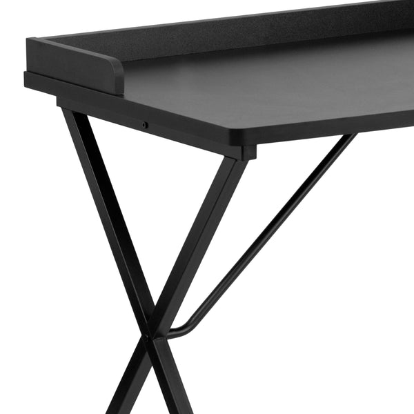 Black |#| Black Computer Desk w/ Raised Back Border - Home Office Furniture - Writing Desk