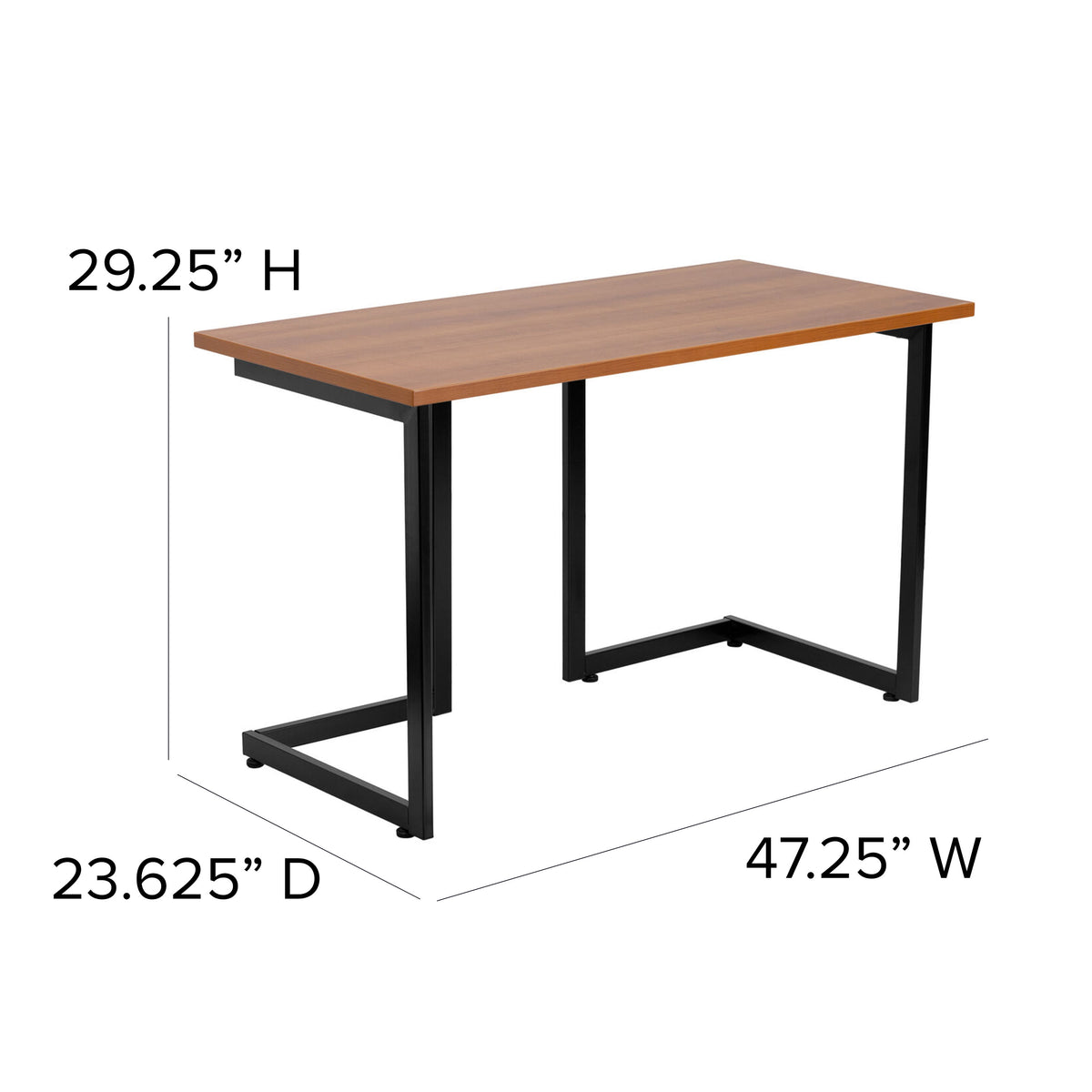 Cherry Computer Desk with Black Metal Frame - Office Furniture - Writing Desk